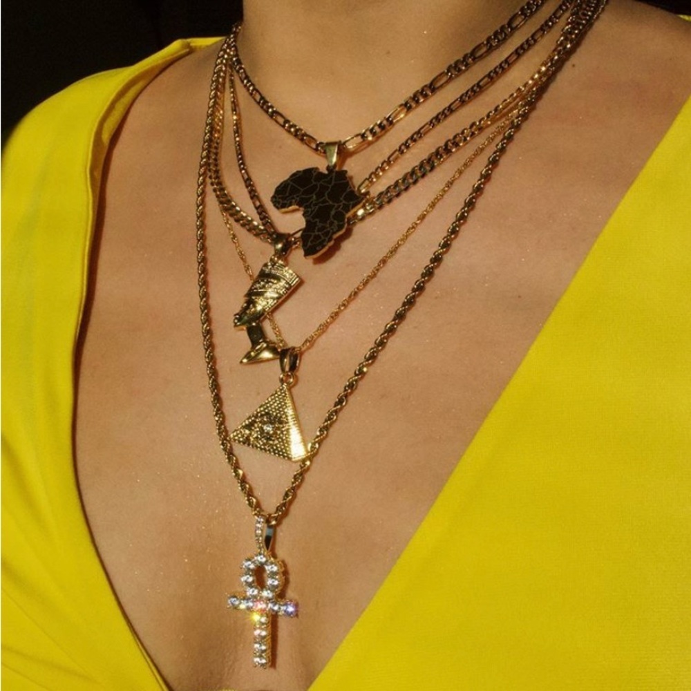 Africa Layered Necklace 4 piece Set 18inch , 20inch , 24inch